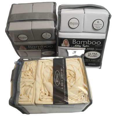 Moderne style 2200 Compte de fils de bambou de tissu de feuille de 6 pièces Set de feuille d'oreiller