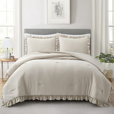 Conçu sur mesure 3 pièces Queen Comforter Set Chambre de lit de ferme ensemble avec design de lit à volants