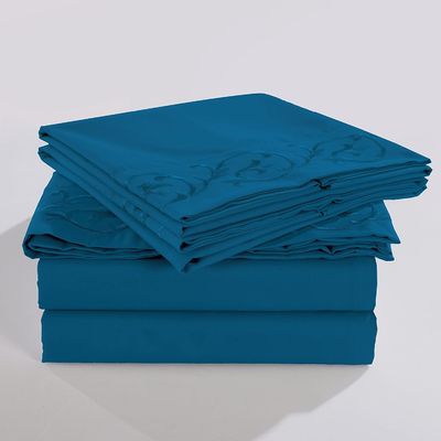 Prêt à expédier Luxe rouleau fleurs bordure drap de lit en microfibre brossé doux