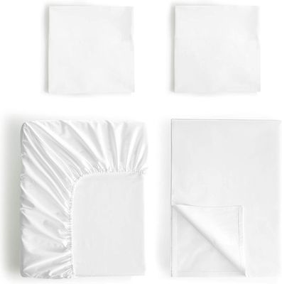 4 pièces de coton 100% de luxe doux respirant profond sac de lit ensemble avec portable