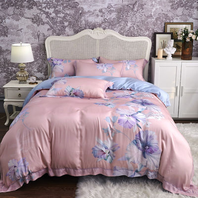Conception de fleurs personnalisée Lavable 60s 100% Lyocell Satin Lit Set pour la chambre à coucher Grade A