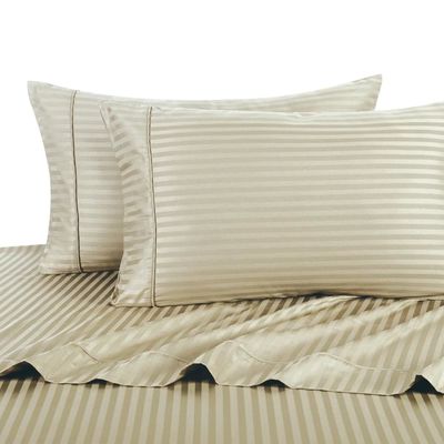 Nombre de fils 300tc 100% coton bandé lit satiné ensemble pour l' hôtel de luxe 5 étoiles