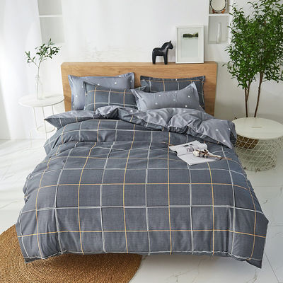 100% de tissu en polyester de taille royale Lit de chambre avec couverture de couette et feuille plate