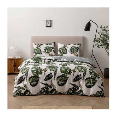 Ensemble de literie africaine pour chambre avec 300tc de compte de fils et d'impression personnalisée de motifs de feuilles