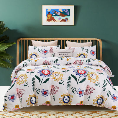 Blanc 4 pièces 100% coton Lit de lit de couverture de couleur personnalisée Lit de couverture de couverture