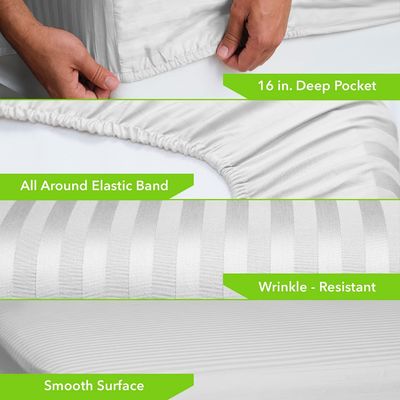 Compte de fils 500 100% en coton, feuille satinée, tissage à bande de Damas, chambre à coucher essentielle