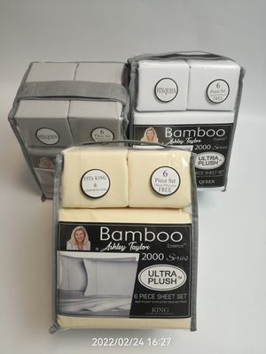 Moderne style 2200 Compte de fils de bambou de tissu de feuille de 6 pièces Set de feuille d'oreiller