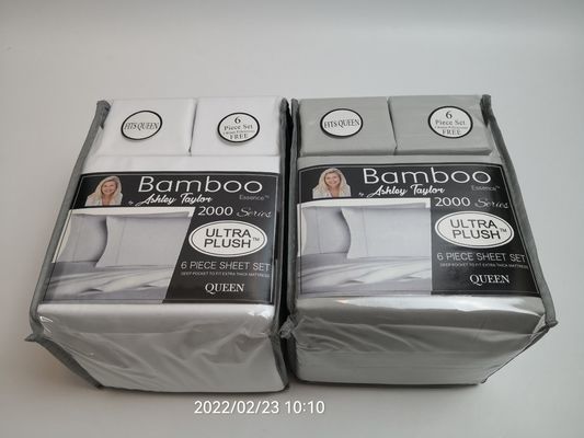 Moderne style 2200 Compte de fils de bambou de tissu de feuille de 6 pièces Set de feuille d'oreiller