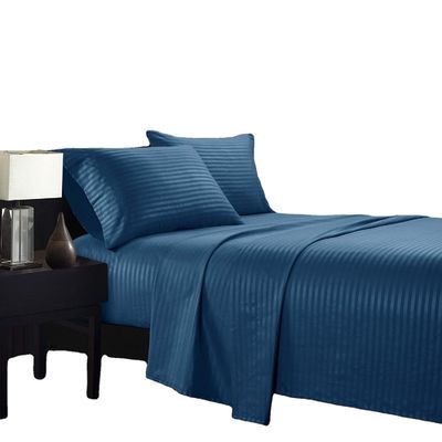 Satin Stripe 90GSM Microfibre Extra Doux Lit de luxe Ensemble de 3 pièces 4 pièces Poche profonde de la marine