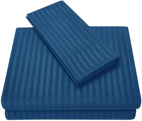 Satin Stripe 90GSM Microfibre Extra Doux Lit de luxe Ensemble de 3 pièces 4 pièces Poche profonde de la marine