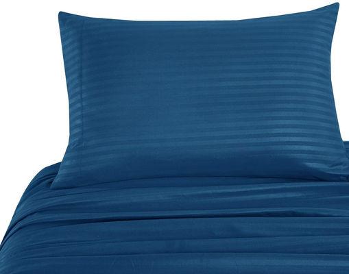 Satin Stripe 90GSM Microfibre Extra Doux Lit de luxe Ensemble de 3 pièces 4 pièces Poche profonde de la marine