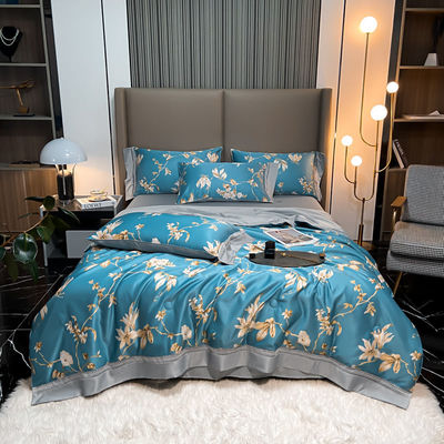 Étiquette de coussin en feuille de Tencel Modal avec couverture de couette brodée et coussins