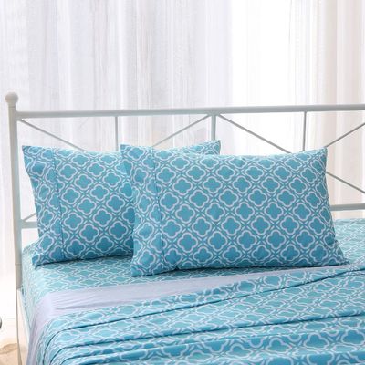 Ensemble personnalisé de draps en microfibre - Collection de lit imprimé en 4 pièces de luxe pour l'hôtel