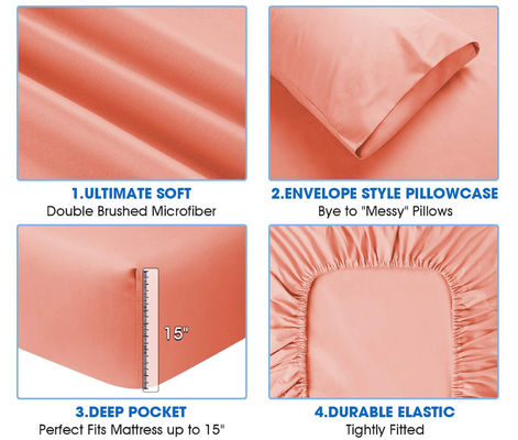 Ensemble de literie ultra-mince à haute teneur en feuilles douces 4 pièces pour la maison en couleur personnalisée