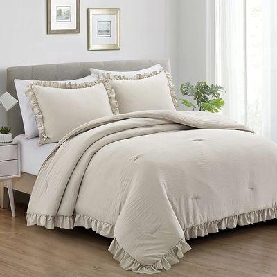 Conçu sur mesure 3 pièces Queen Comforter Set Chambre de lit de ferme ensemble avec design de lit à volants