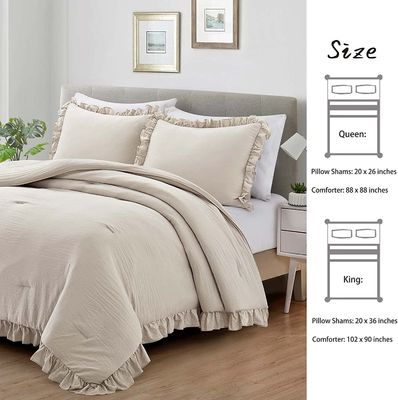 Conçu sur mesure 3 pièces Queen Comforter Set Chambre de lit de ferme ensemble avec design de lit à volants