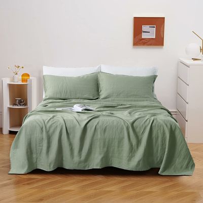 Poche profonde 1,5-2 kg Luxe Lit de lin français Lavé à la pierre 3 pièces Style Luxe