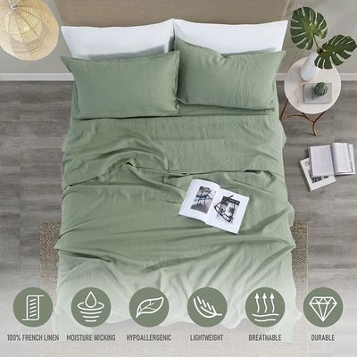 Poche profonde 1,5-2 kg Luxe Lit de lin français Lavé à la pierre 3 pièces Style Luxe