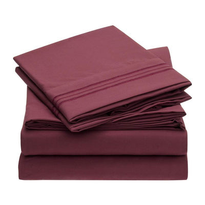 80 grammes de microfibre trois lignes de broderie Lit ensemble 4 pièces pour la chambre