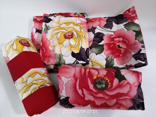 200TC 10 différents modèles 100% polyester imprimé en microfibre en tissu Lit de lit ensemble 6pcs