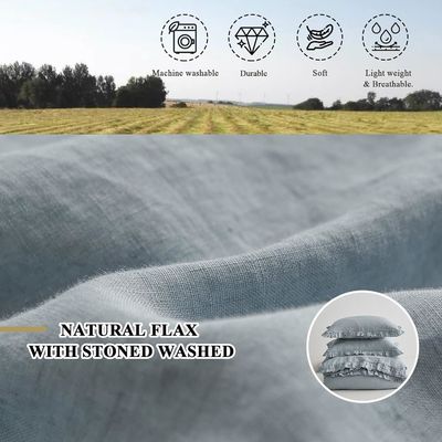 100TC Couverture de couette en lin français lavé antibactérien durable
