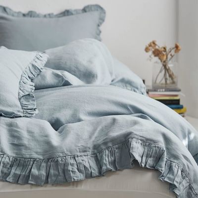 100TC Couverture de couette en lin français lavé antibactérien durable