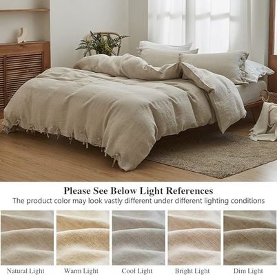 Couleur solide 100% couverture de couette de lin 3pcs design personnalisable