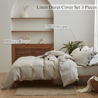Couleur solide 100% couverture de couette de lin 3pcs design personnalisable